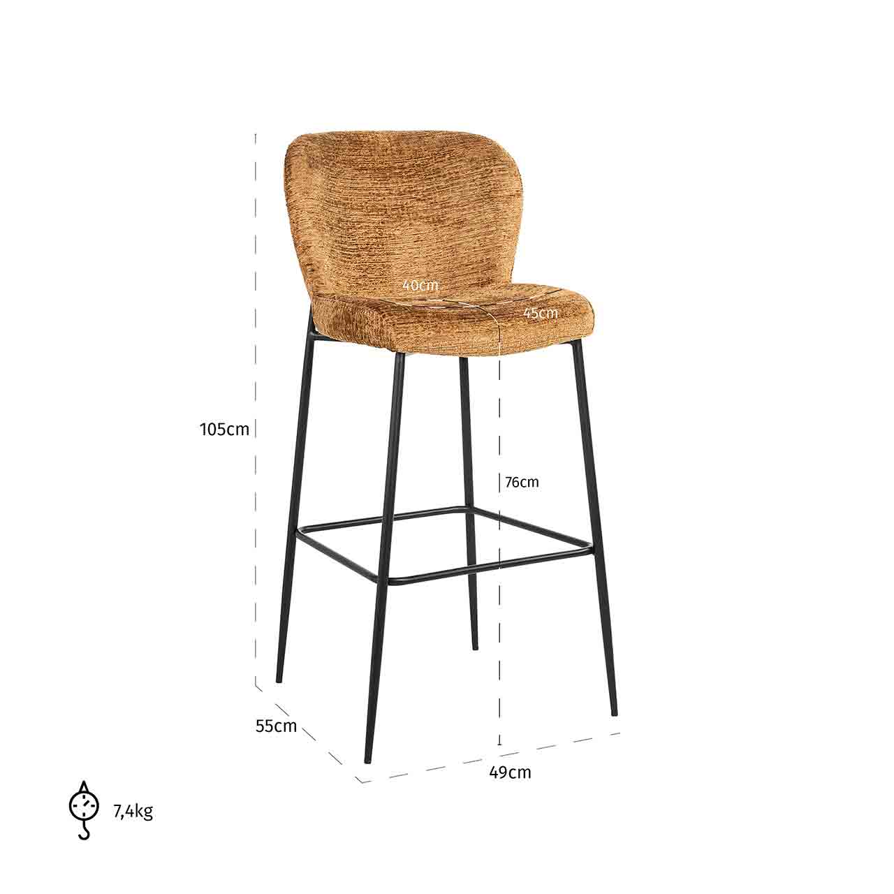 Barstuhl Darby (cognac) Barstuhl Darby (cognac)