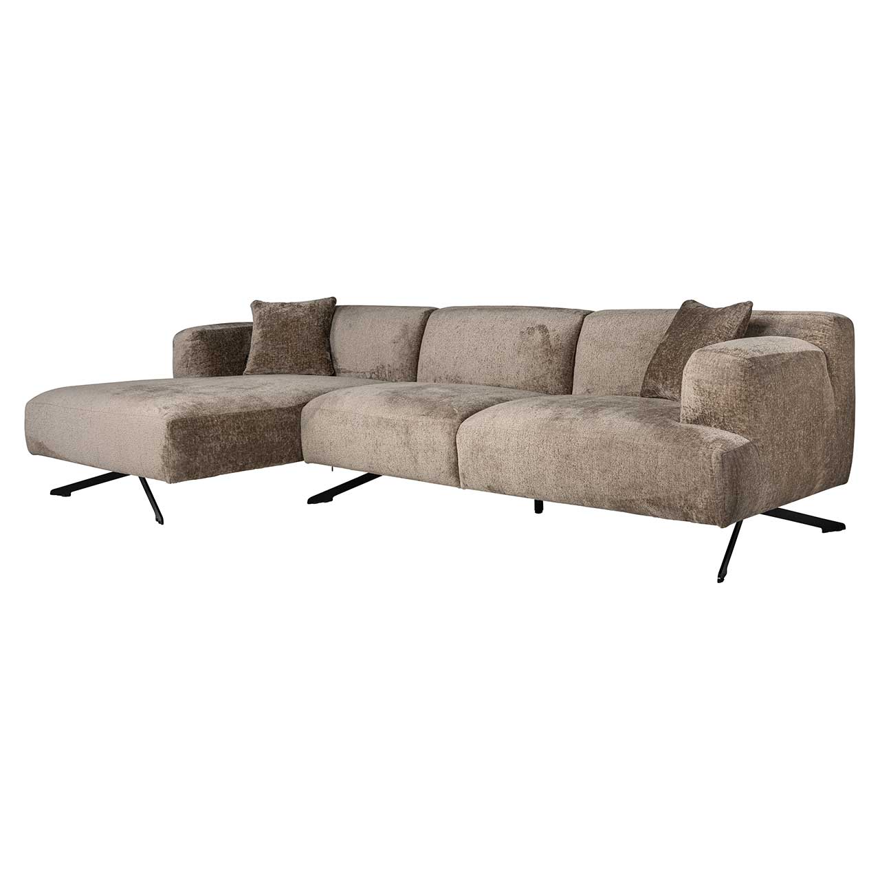Sofa Donovan 3-Sitzer mit Lounge links aus Chenille (taupe)
