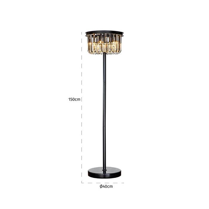 Stehleuchte Dagmar in Schwarz aus Eisen, Glas und Marmor, bietet moderne Eleganz und stabile Beleuchtung für jedes stilvolle Zuhause.