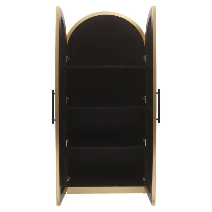 Schrank Les Arcs 2-tuerig (Brushed Gold), frontal offen aufgenommen. Modernes und elegantes Design