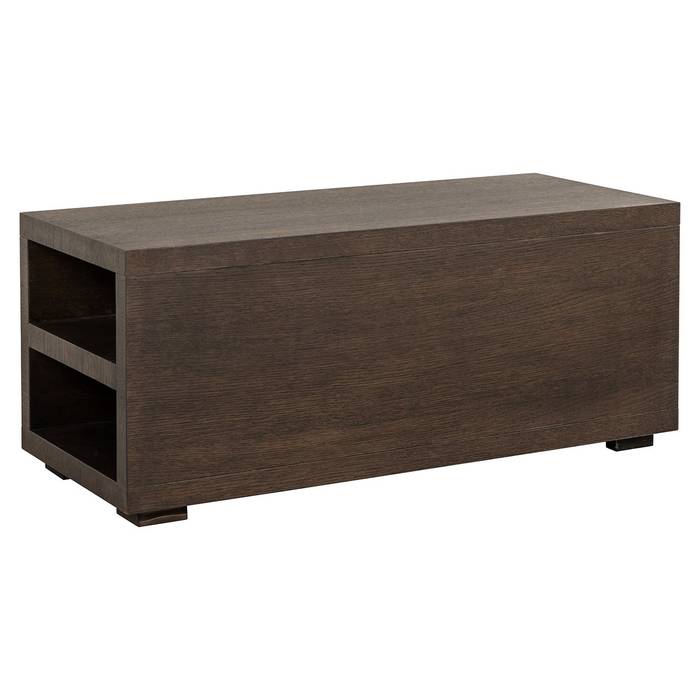Oakura | Sofa-Element (braun) Dunkelbraunes Holz-Sofaelement Oakura mit minimalistischem Design und zwei offenen Ablageflächen.
