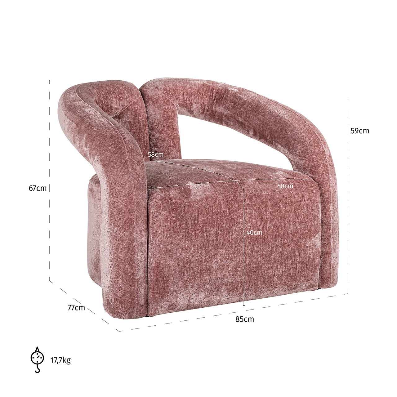 Sessel Dana aus Chenille (rosa) Sessel Dana aus Chenille (rosa)