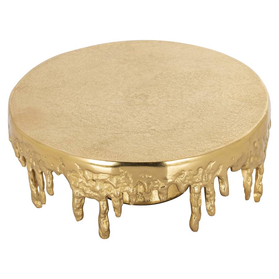 Die Tortenplatte Carmona (Gold) wird nun von oben gezeigt. Sie hat ein elegantes, modernes Design und glänzt in einem stilvollen goldenen Finish.