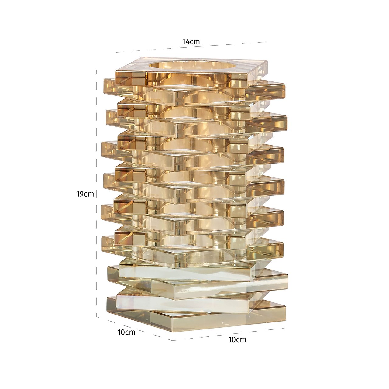 Vase Celia aus goldfarbenem Kristall, mit eleganter, klarer Form und funkelndem Lichtspiel. Verleiht jedem Raum eine luxuriöse Ausstrahlung und ist ideal für Blumen oder als stilvolles Dekor.