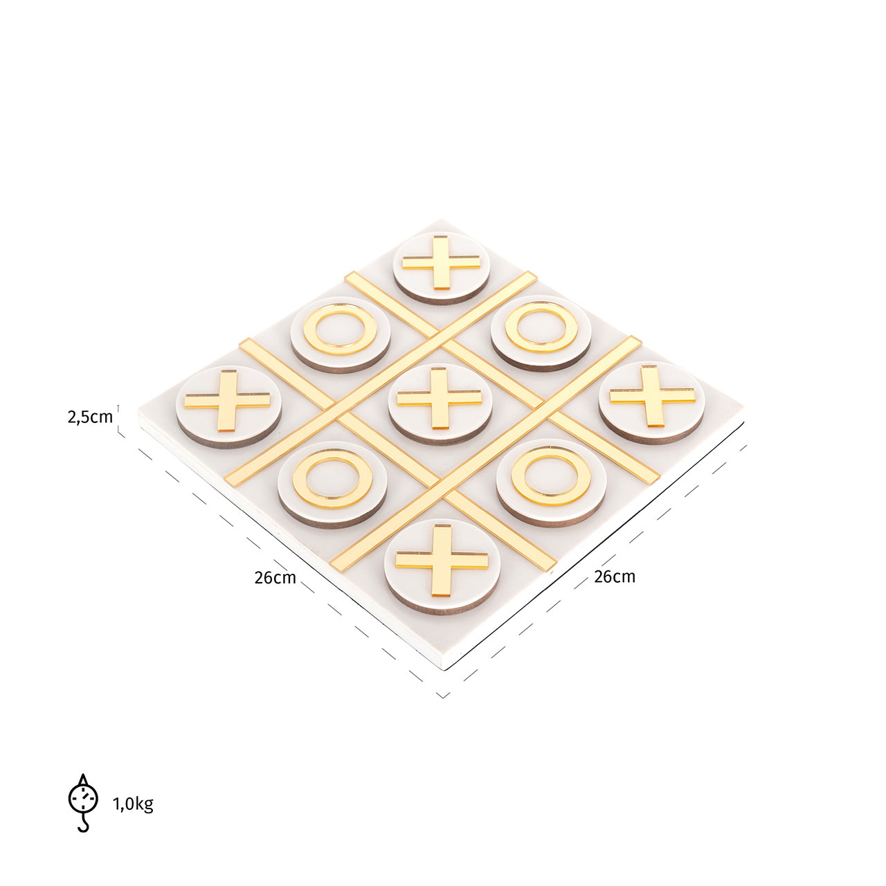 Richmond Decoration | Deko-Objekt Spiel Tic Tac Toe Maylie (weiß/gold)