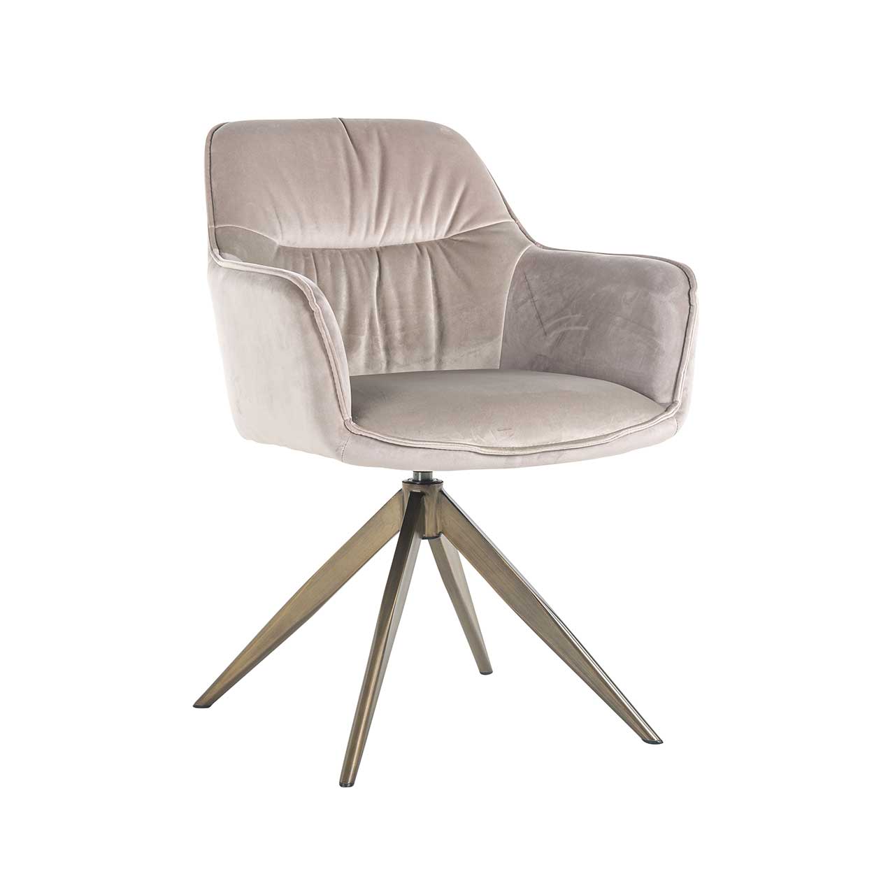 Drehstuhl Aline aus Samt (khaki) Drehstuhl Aline aus Samt (khaki)