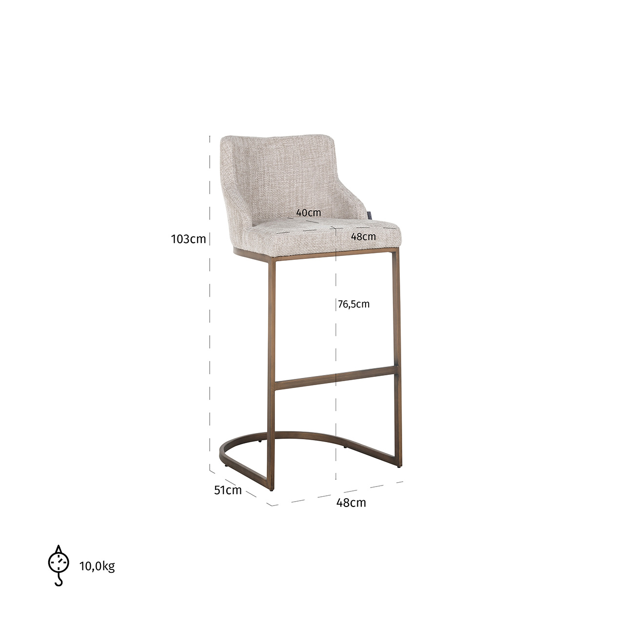 Barhocker Bolton (natur/brushed gold) Barhocker Bolton (natur/brushed gold)