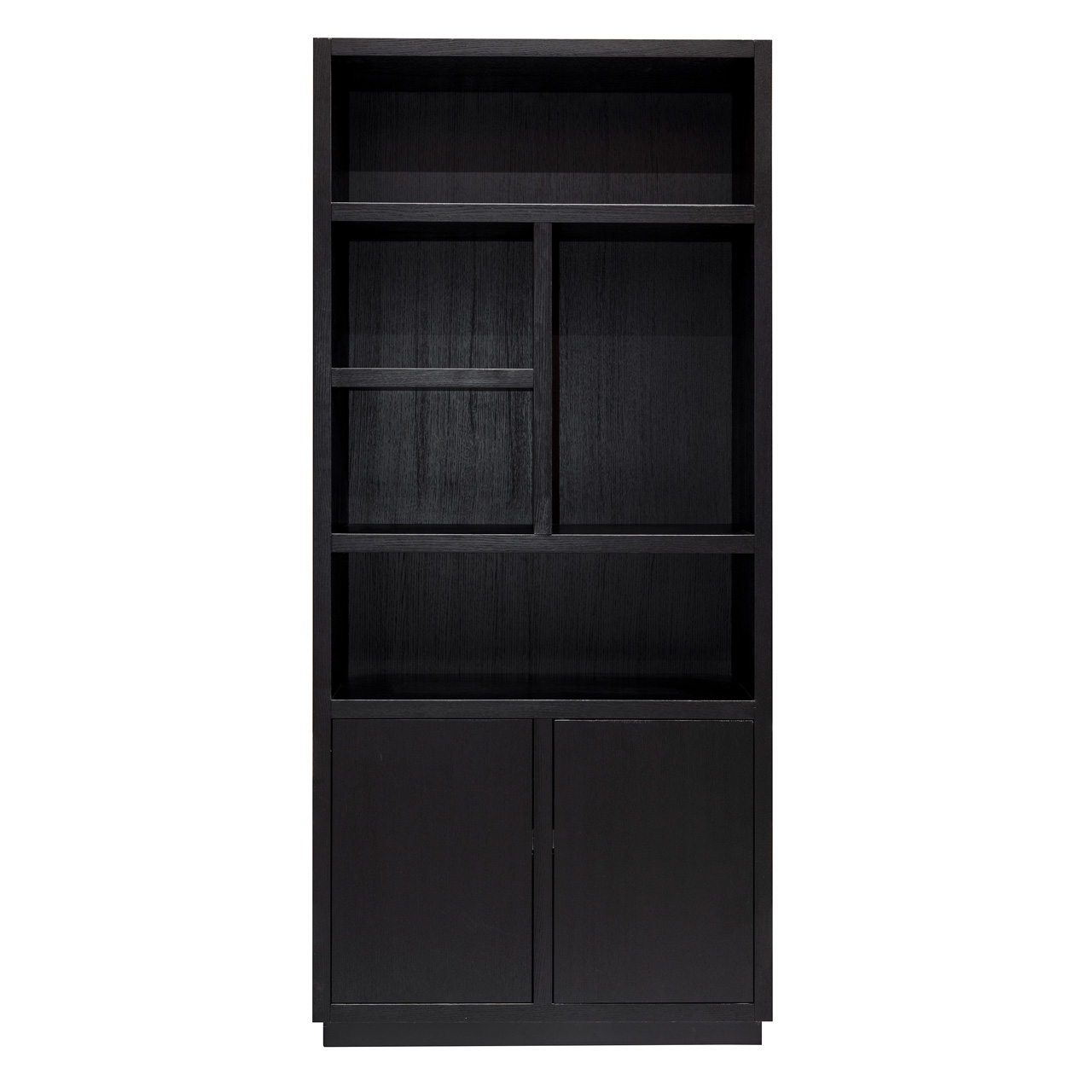 Oakura | Bücherregal mit 2 Türen (schwarz) Regale rechts