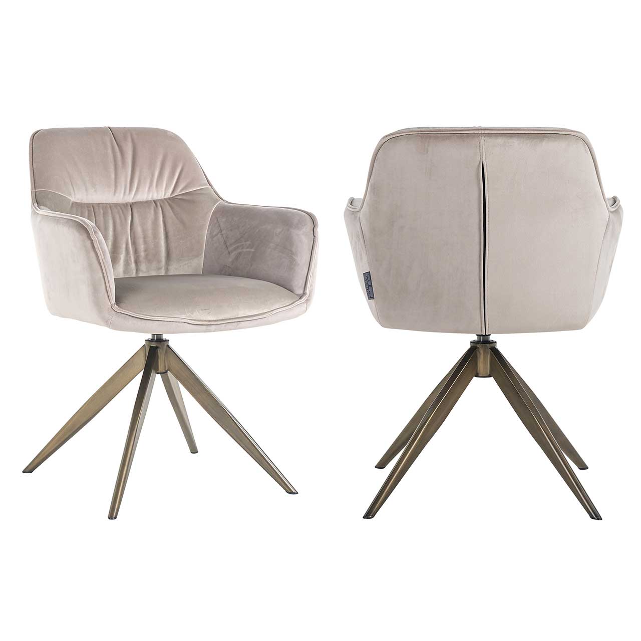 Drehstuhl Aline aus Samt (khaki) Drehstuhl Aline aus Samt (khaki)