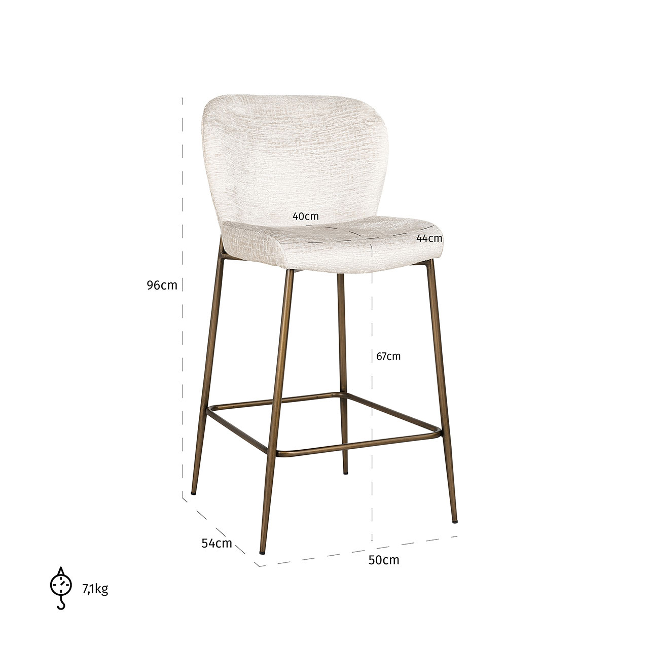 Thekenstuhl Darby (creme)