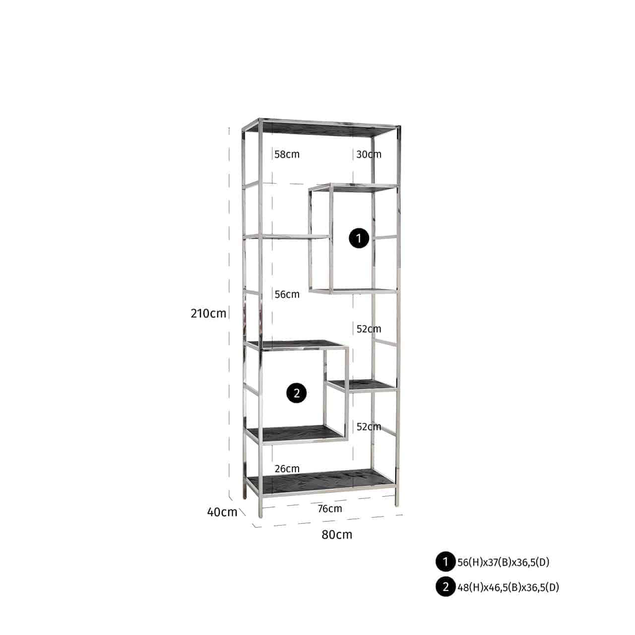 Blackbone (Silver) | Regal mit 7 Ablageflächen