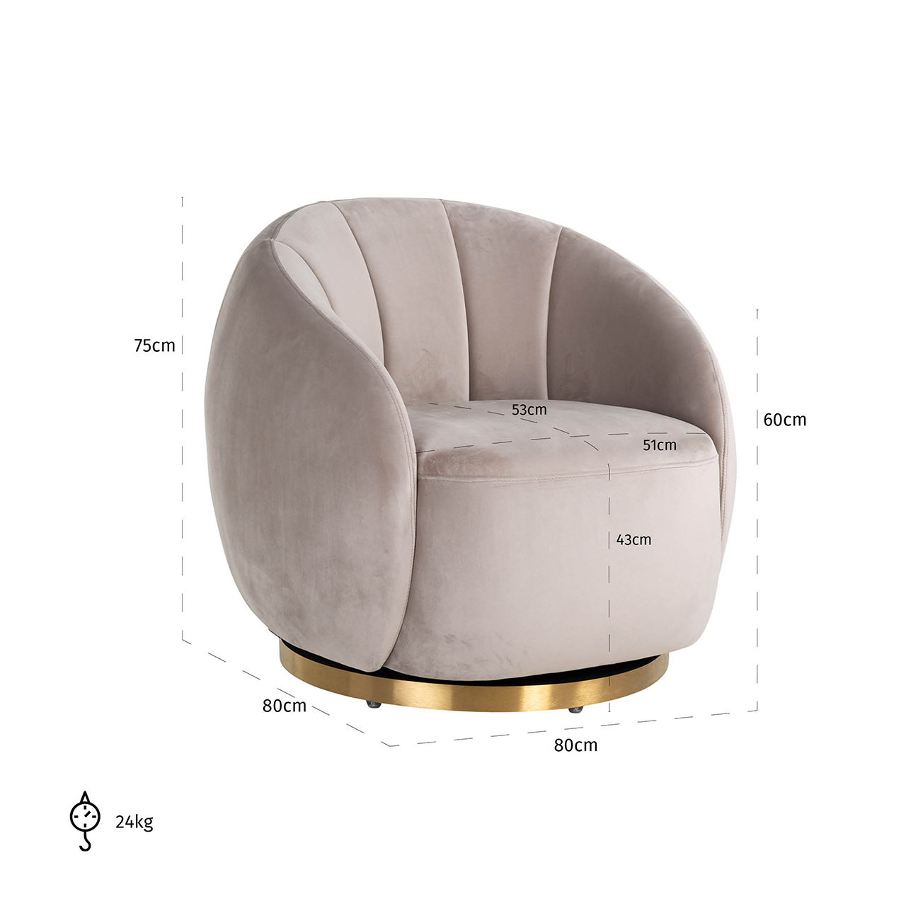 Drehsessel Jago aus Samt (khaki)
