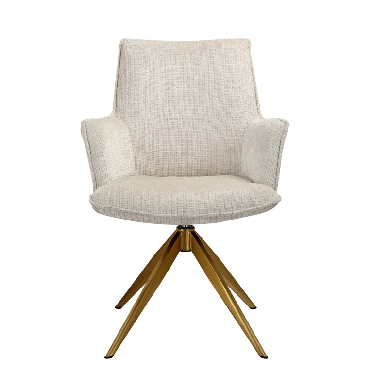 Drehstuhl Dakota aus Chenille mit Armlehnen (beige)