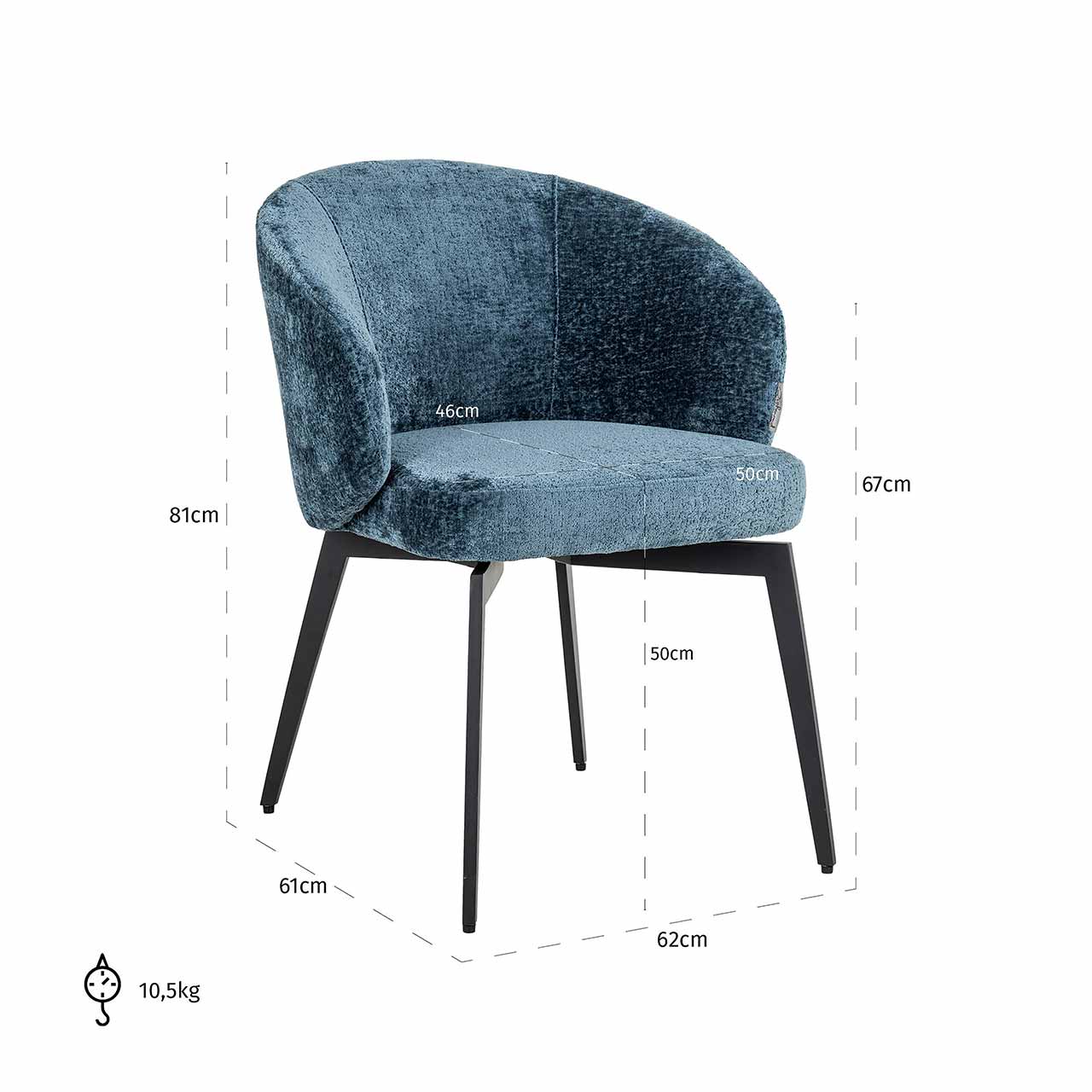 Stuhl Amphara aus Chenille (blau) Stuhl Amphara aus Chenille (blau)