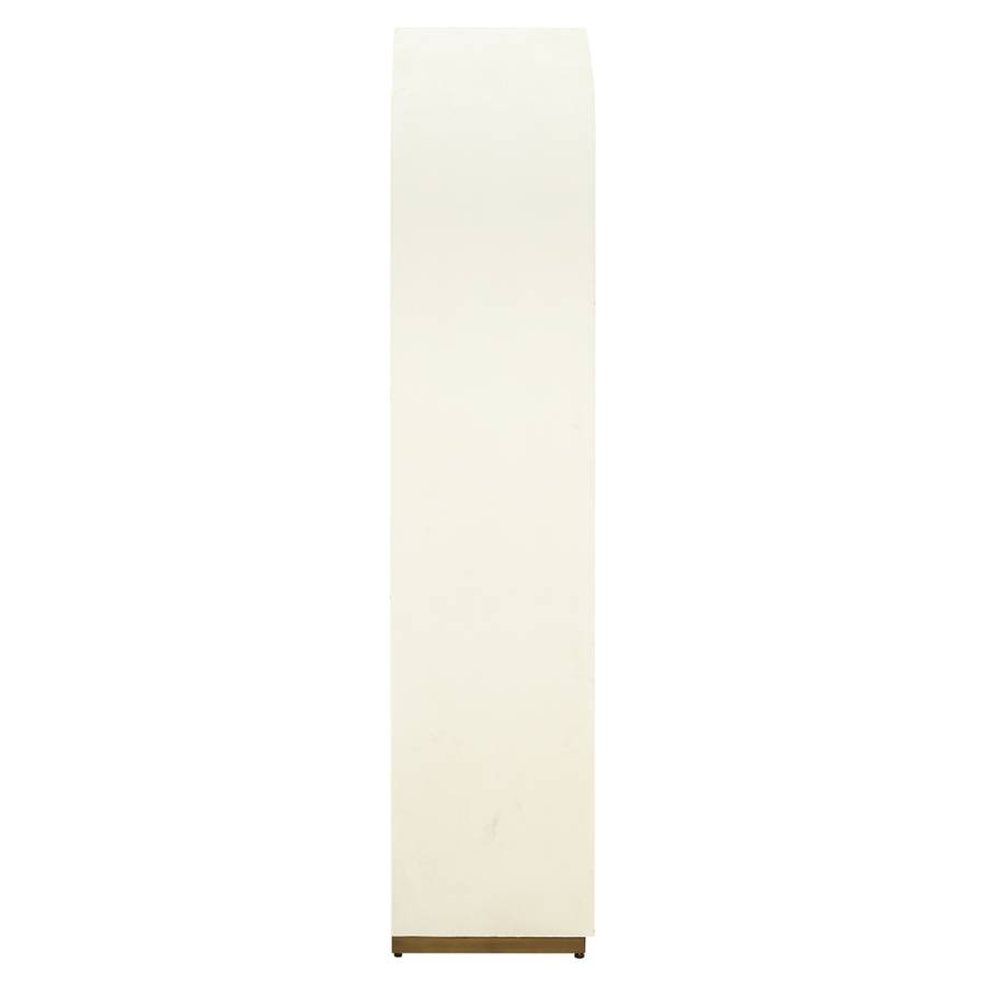 Schrank Tivoli mit gebogener Oberseite 2-tuerig (weiss) Das Bild zeigt den Schrank Tivoli mit gebogener Oberseite, 2-türig (weiß) von der Seite.
