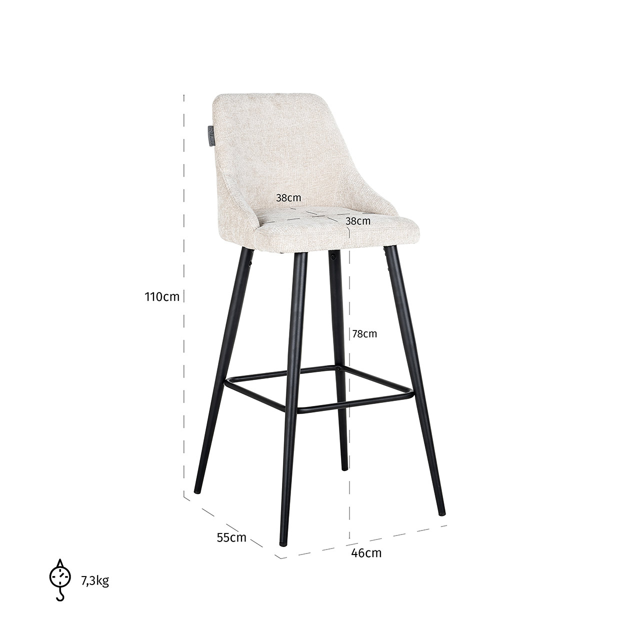 Barhocker Brooke 2er-Set (unicorn creme) Barhocker Brooke 2er-Set (unicorn creme)