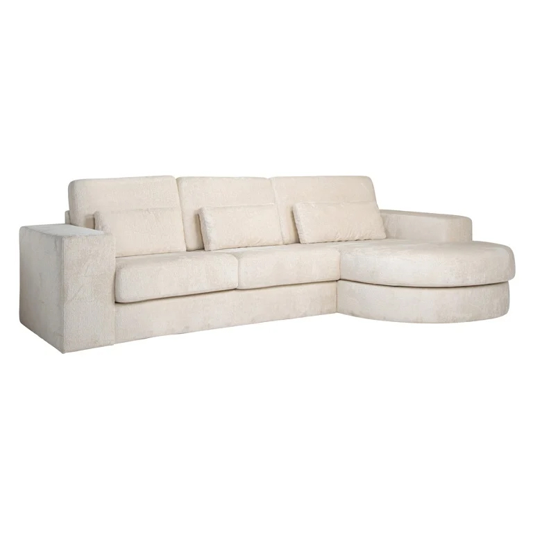 Sofa Felix 2,5-Sitzer mit Lounge rechts aus Chenille (weiß)