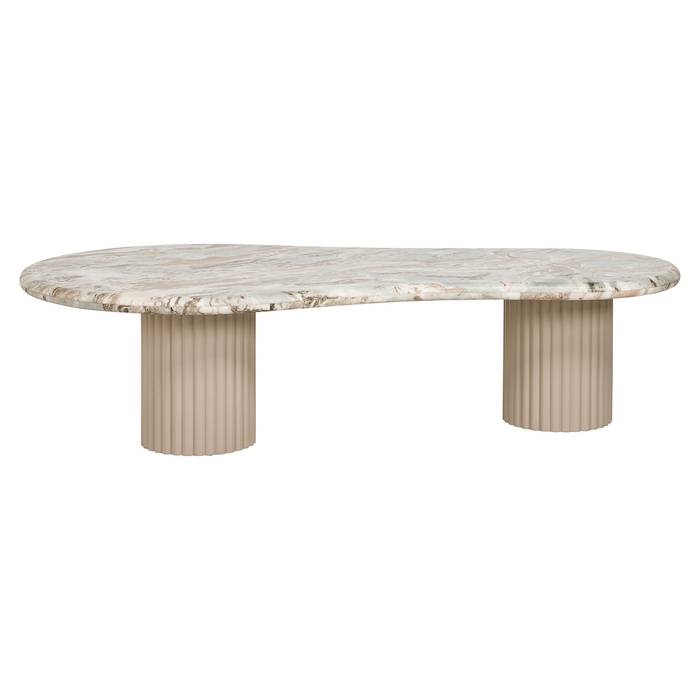 Das Bild zeigt den Couchtisch Coronel (beige) von vorne.