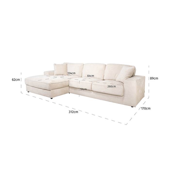 Sofa Santos lounge left + 2,5-seater (Niagara 902 beige) Sofa Santos lounge left + 2,5-seater (Niagara 902 beige)
