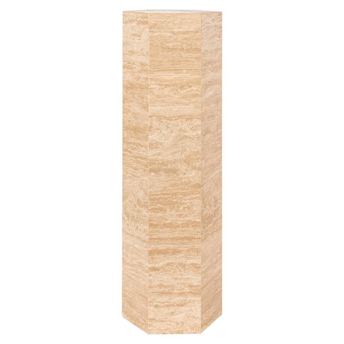 Saeule Vespin naturbeige Travertin (Beige), seitlich aufgenommen. Modernes und elegantes Design