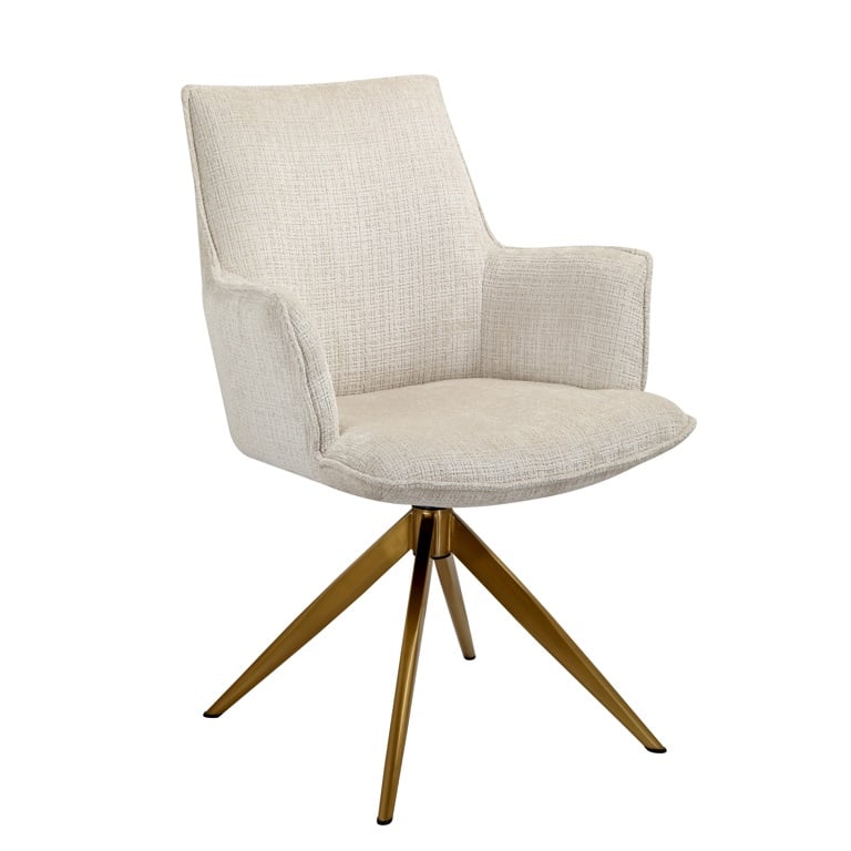 Drehstuhl Dakota aus Chenille mit Armlehnen (beige)