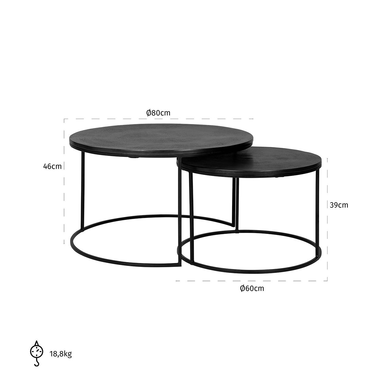 Bolder | Couchtisch 2er-Set (schwarz)