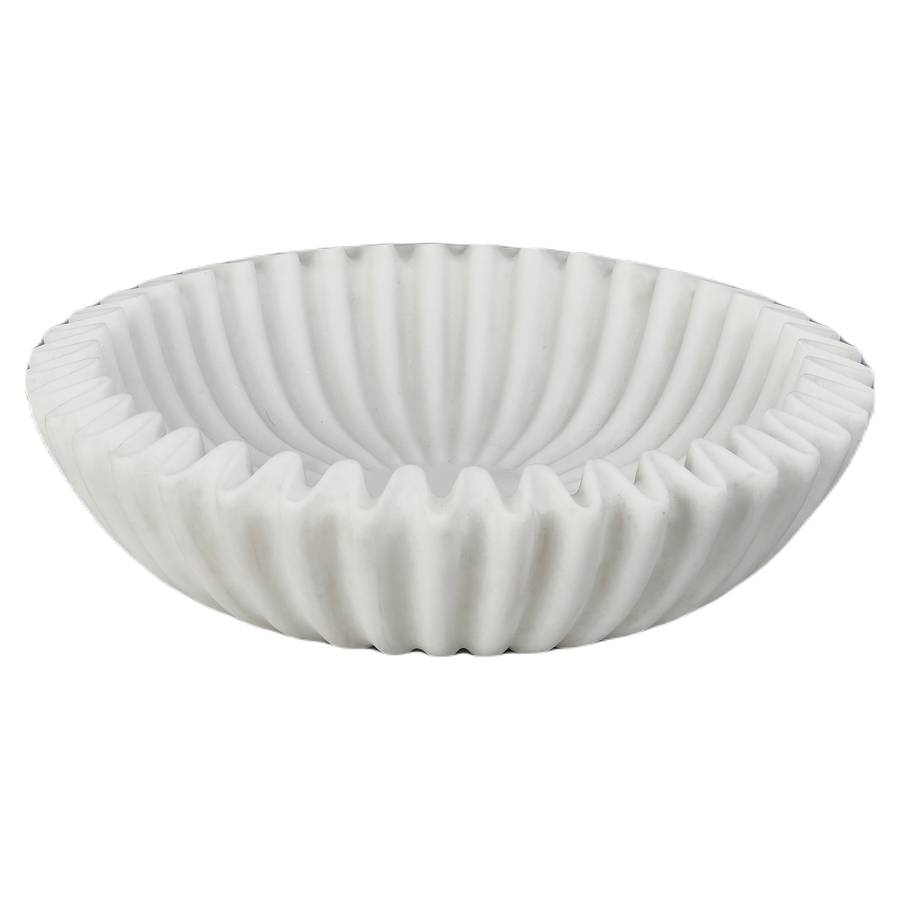 Ein Bild zeigt das Deko-Objekt Schale Caline (weiß). Zu sehen ist eine elegante, weiße Schale mit einem modernen, minimalistischen Design. Die Schale strahlt eine schlichte und doch raffinierte Ästhetik aus.