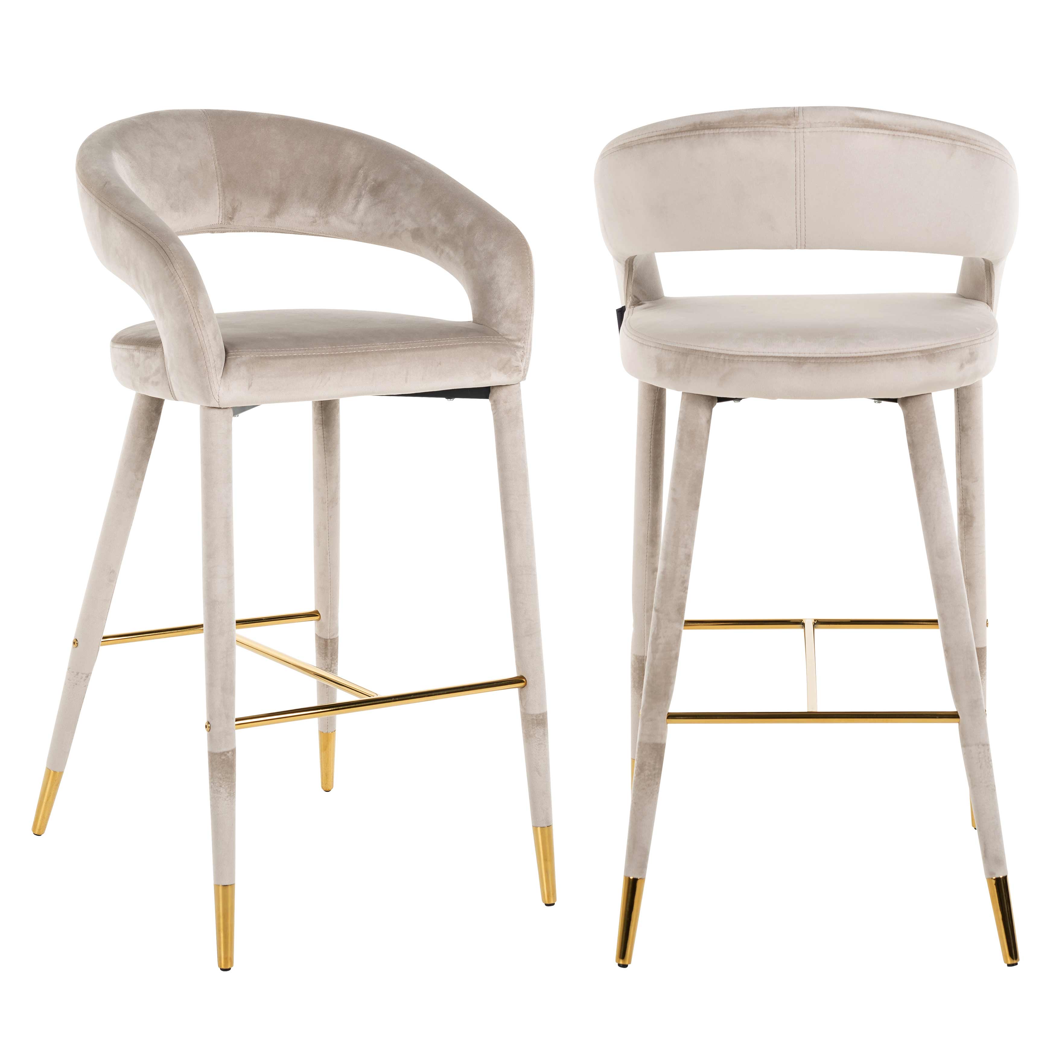 Barhocker Gia aus Samt (khaki)