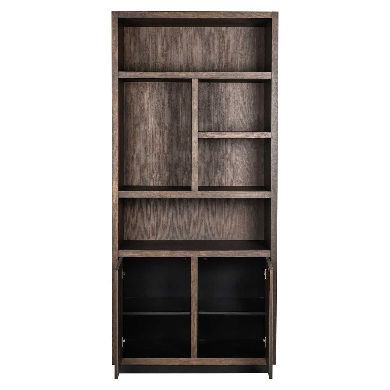 Oakura| Bücherregal mit 2 Türen (braun) Regale rechts