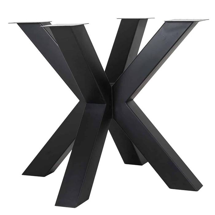 Raffles Tischbeine Boghi X-Fuß aus strapazierfähigem schwarzem Eisen mit eleganten, sich kreuzenden X-Formen. Modernes Design, das Stabilität und Raffinesse in jeden Raum bringt. Ideal für verschiedene Tischplatten.