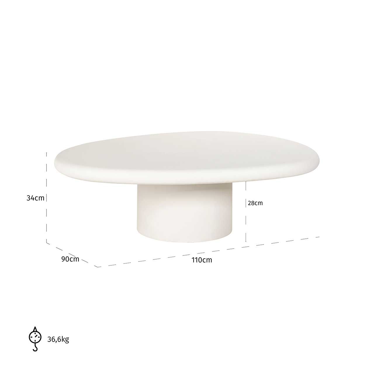 Bloomstone | Couchtisch Bloomstone (weiß) S