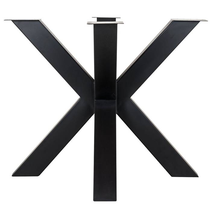 Raffles Tischbeine Boghi X-Fuß aus strapazierfähigem schwarzem Eisen mit eleganten, sich kreuzenden X-Formen. Modernes Design, das Stabilität und Raffinesse in jeden Raum bringt. Ideal für verschiedene Tischplatten.