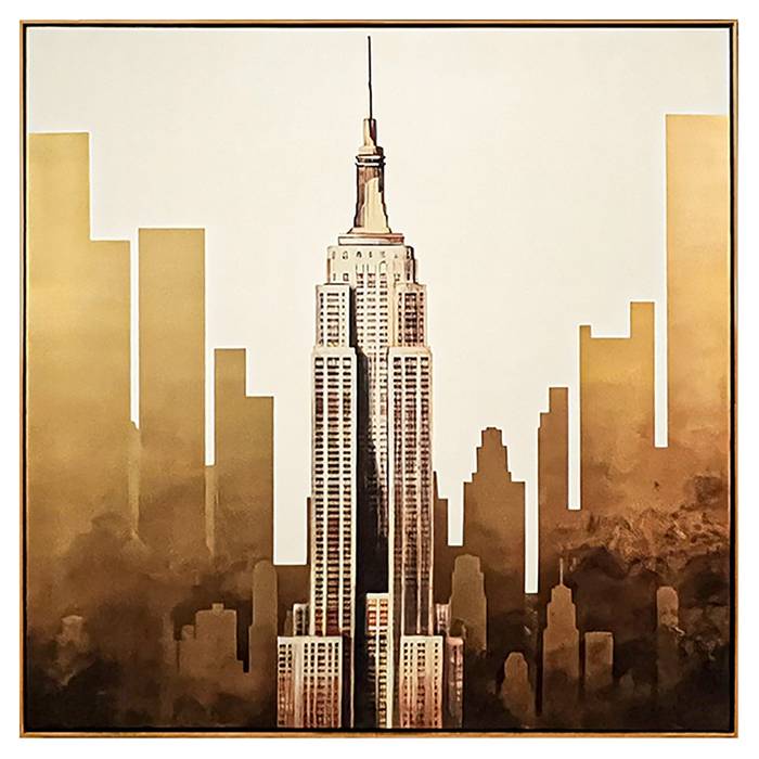 Wandbild Empire in Gold, aus hochwertigem Holz und Leinwand. Verleiht Ihrem Raum mit edler goldener Farbgebung und robustem Holzrahmen eine elegante, glamouröse Note.
