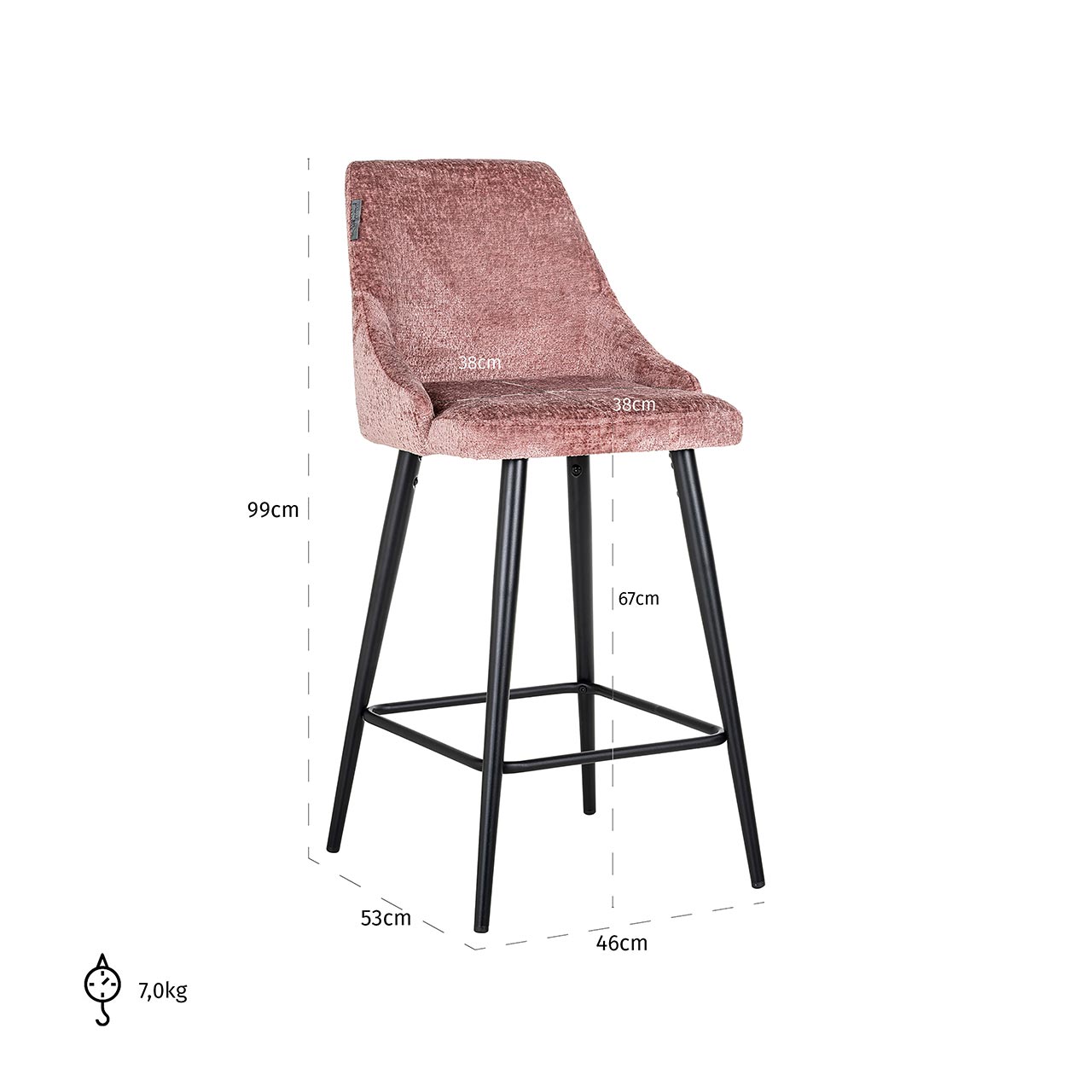 Thekenstuhl Brooke 2er-Set (rosa) Thekenstuhl Brooke 2er-Set (rosa)