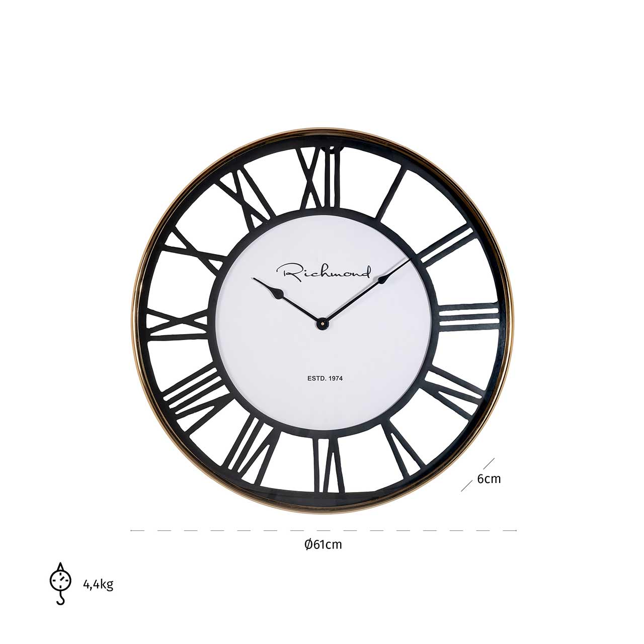 Richmond Decoration | Uhr Brently (schwarz/gold)