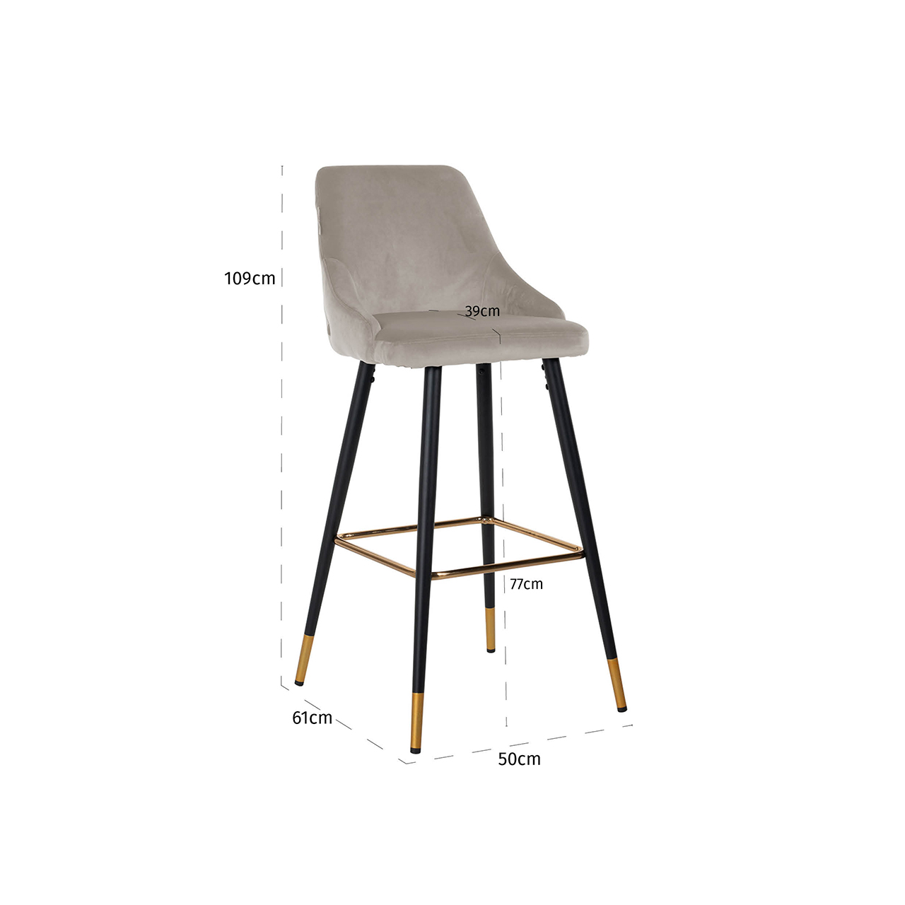 Barhocker Imani aus Samt (khaki)