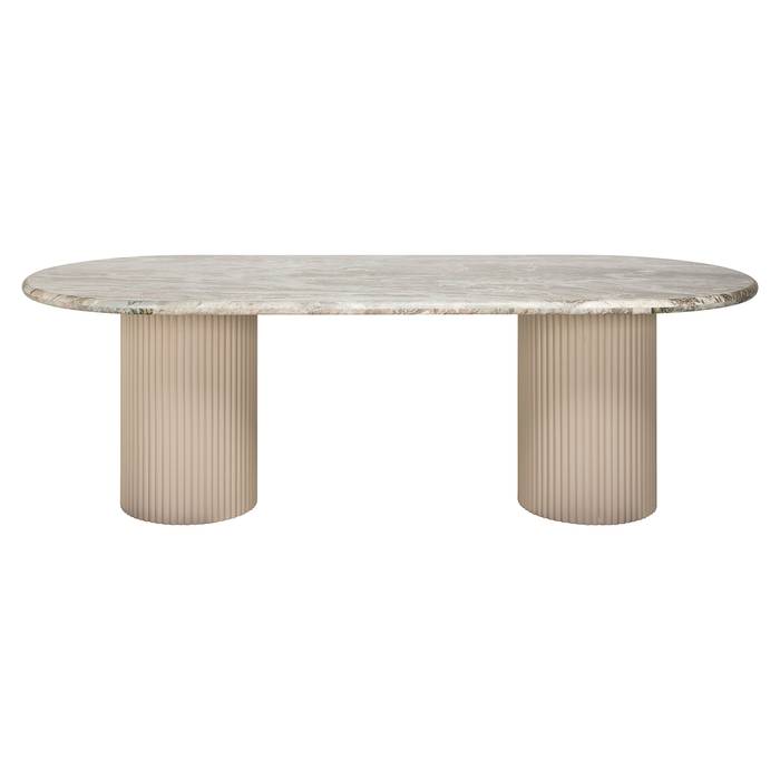 Das Bild zeigt den Esstisch Coronel (beige) von vorne.