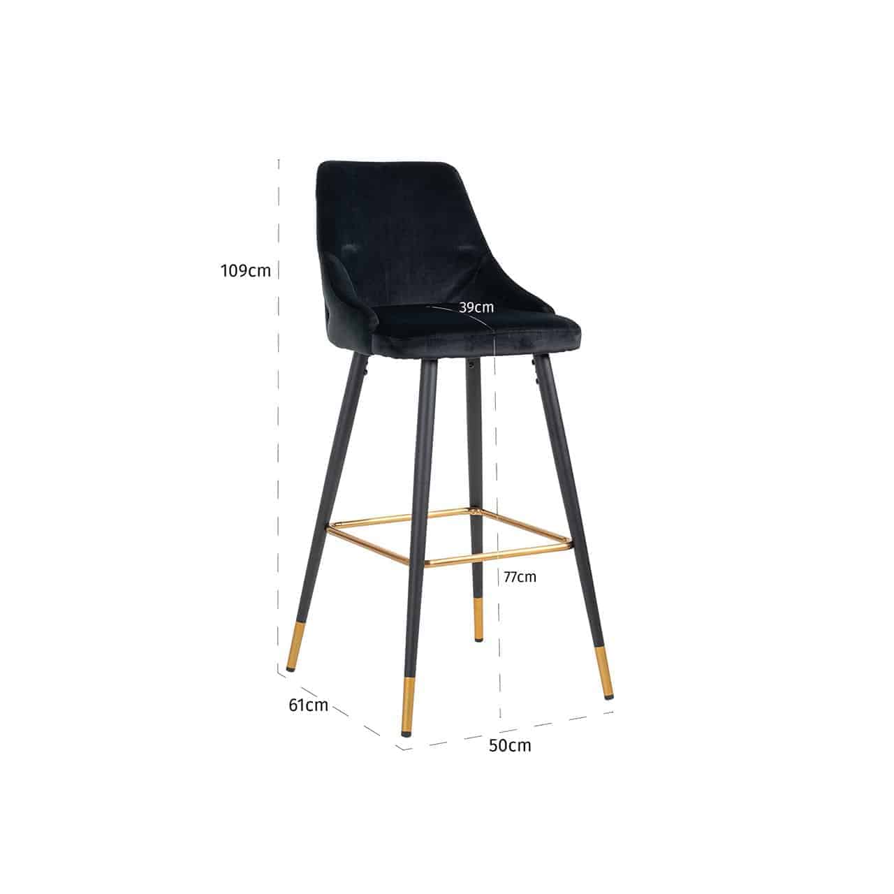 Barhocker Imani aus Samt (schwarz)