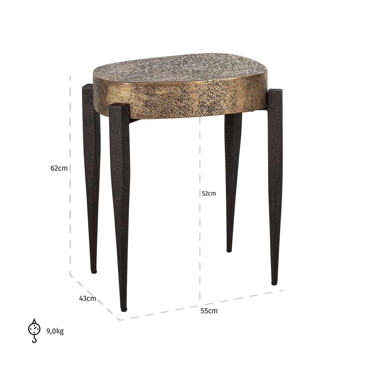 Chandon | Beistelltisch Declan (schwarz/brushed gold)