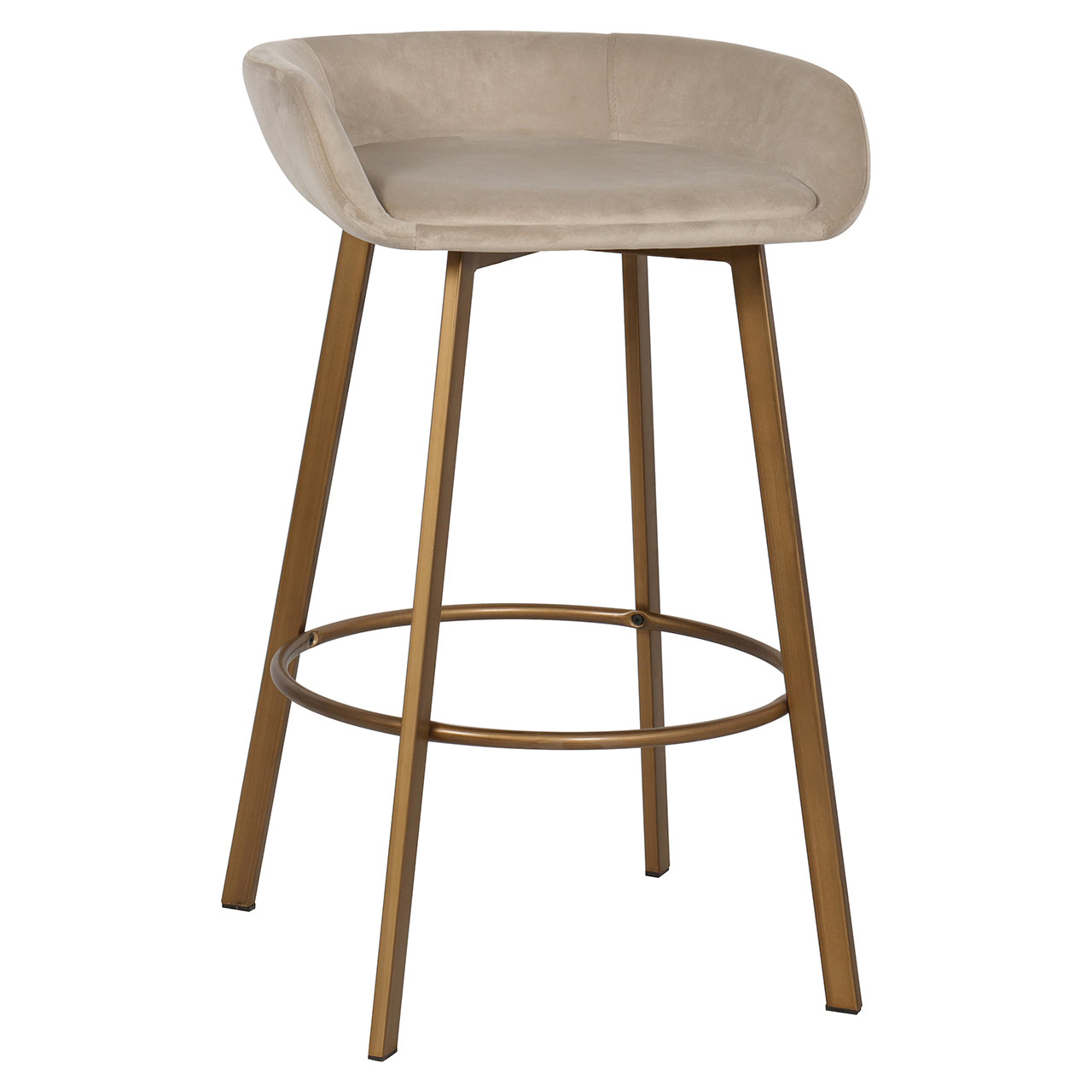 Barhocker Cressida aus Samt mit niedriger Rückenlehne 2-er Set (khaki)