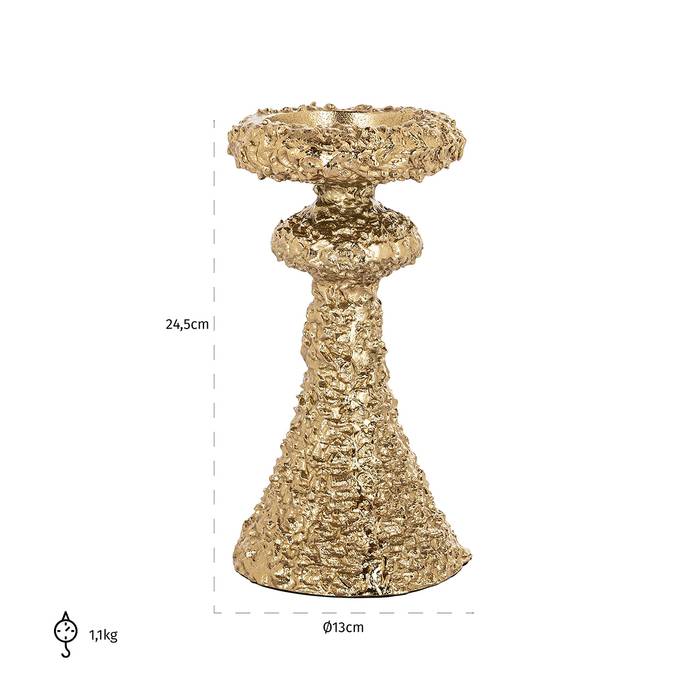 Kerzenhalter July klein (gold), frontal aufgenommen, mit den Maßen 24,5 x 13 cm. Elegantes und stilvolles Design
