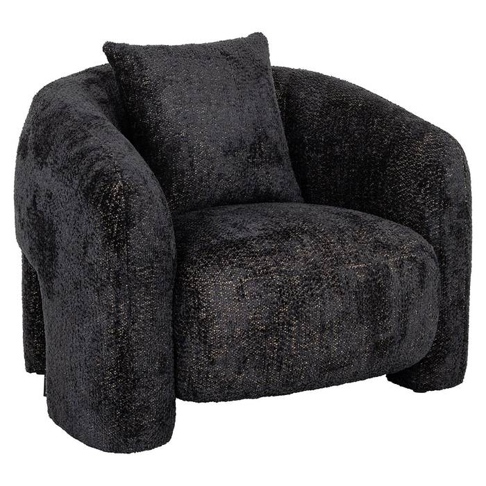 Sessel Milania (Be Lovely 17 Black) Schwarzer Sessel namens Milania (Be Lovely 17 Black), schräg von vorne aufgenommen. Elegantes Design mit klaren Linien, ideal für stilvolle Wohnräume.