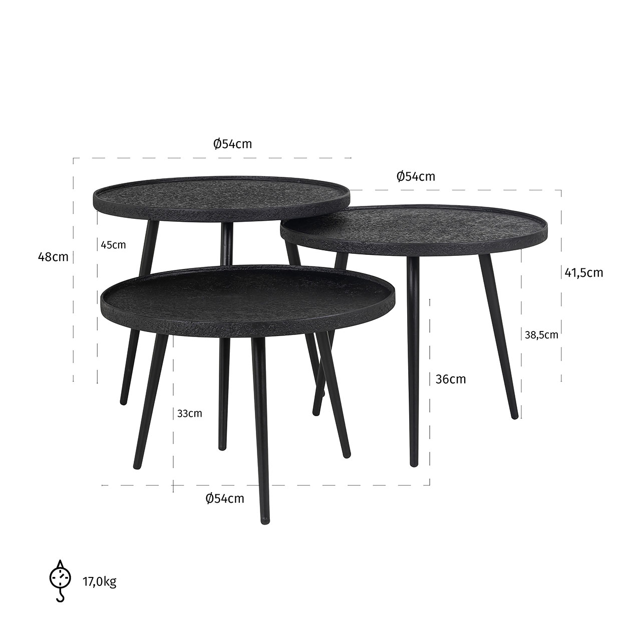 Chandon | Couchtisch Oxford 3er-Set (schwarz)