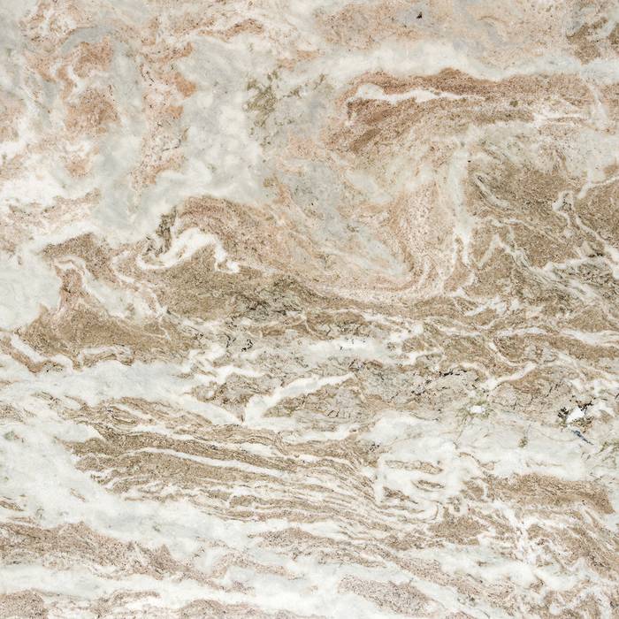 Das Bild zeigt eine Nahaufnahme des Esstischs Coronel (beige). Die beige Oberfläche und die feine Textur des Materials sind deutlich sichtbar.