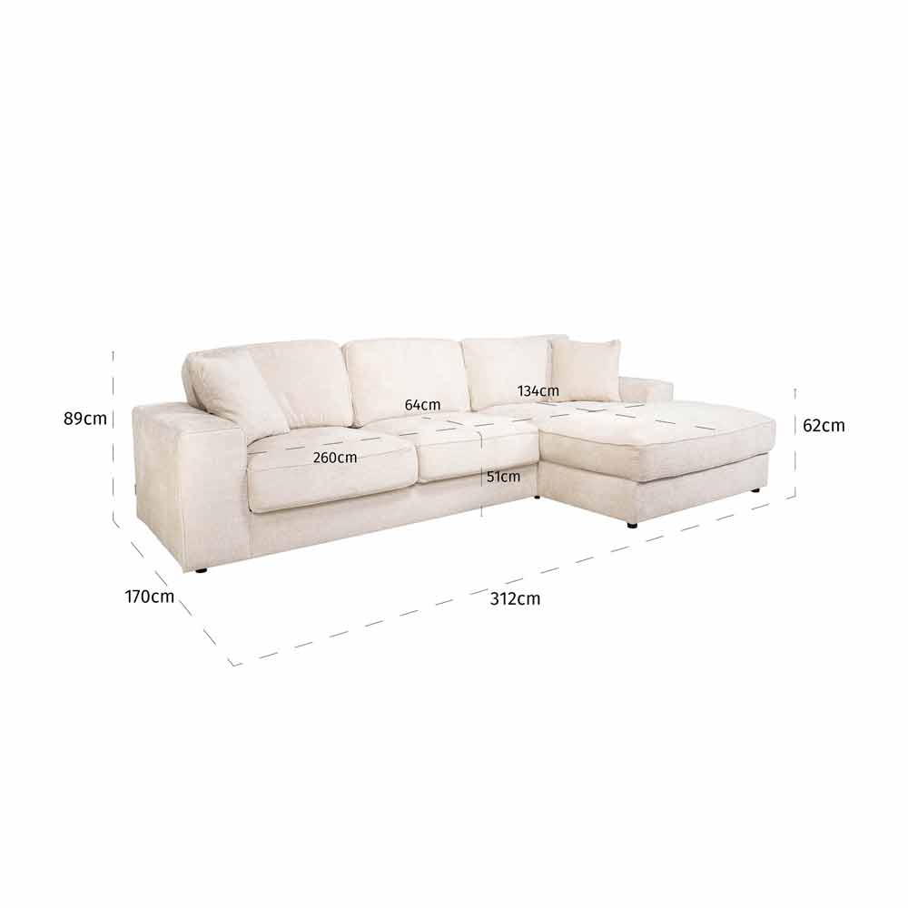 Sofa Santos 2,5-seater + lounge right (Niagara 902 beige) Sofa Santos 2,5-seater + lounge right (Niagara 902 beige)
