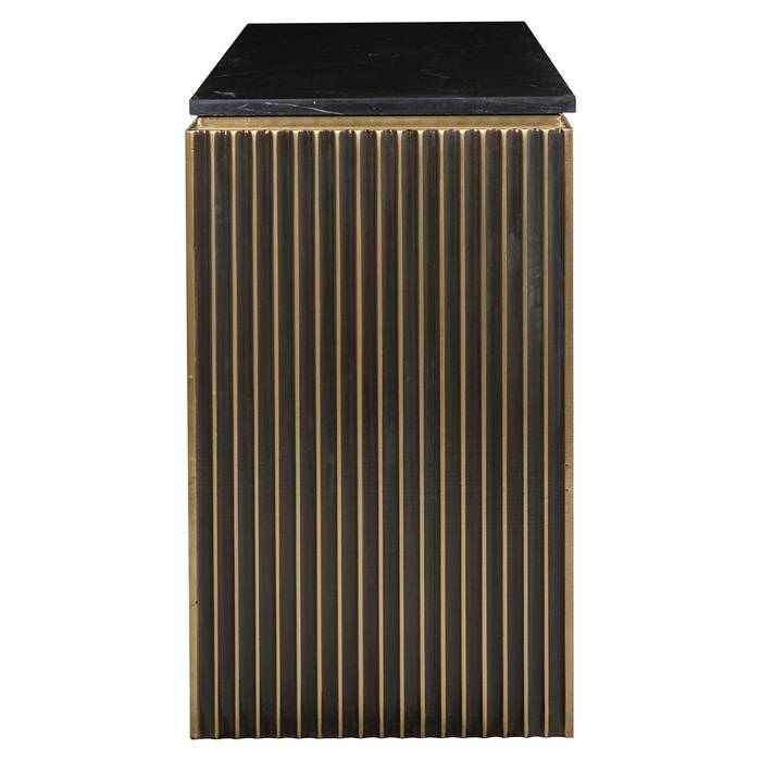 Ablagetisch Les Arcs (Brushed Gold), seitlich aufgenommen. Modernes und elegantes Design