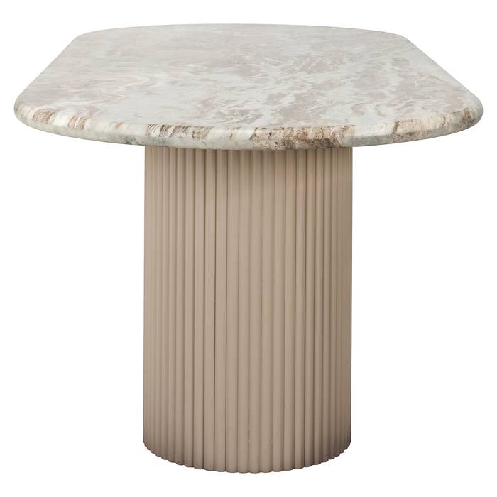 Das Bild zeigt den Esstisch Coronel (beige) von der Seite.