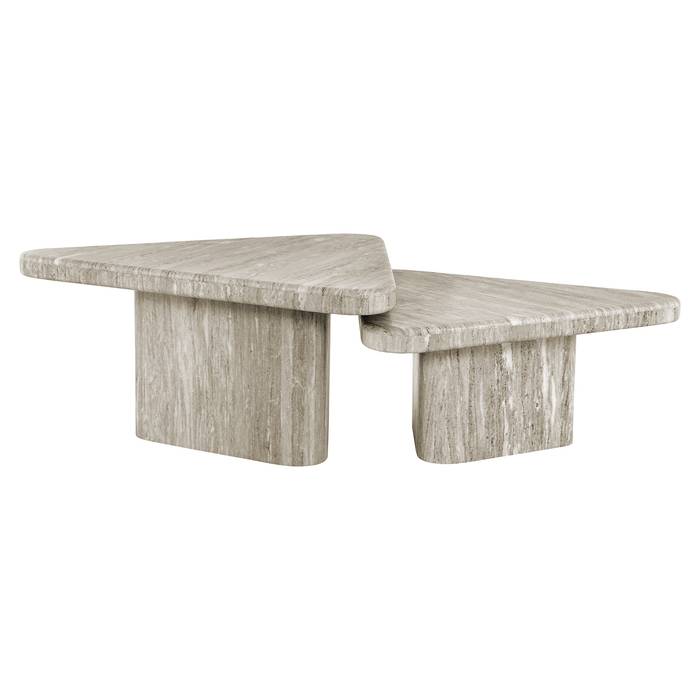Couchtisch Dwayne Set von 2 (weiss), von vorne aufgenommen. Modernes und elegantes Design