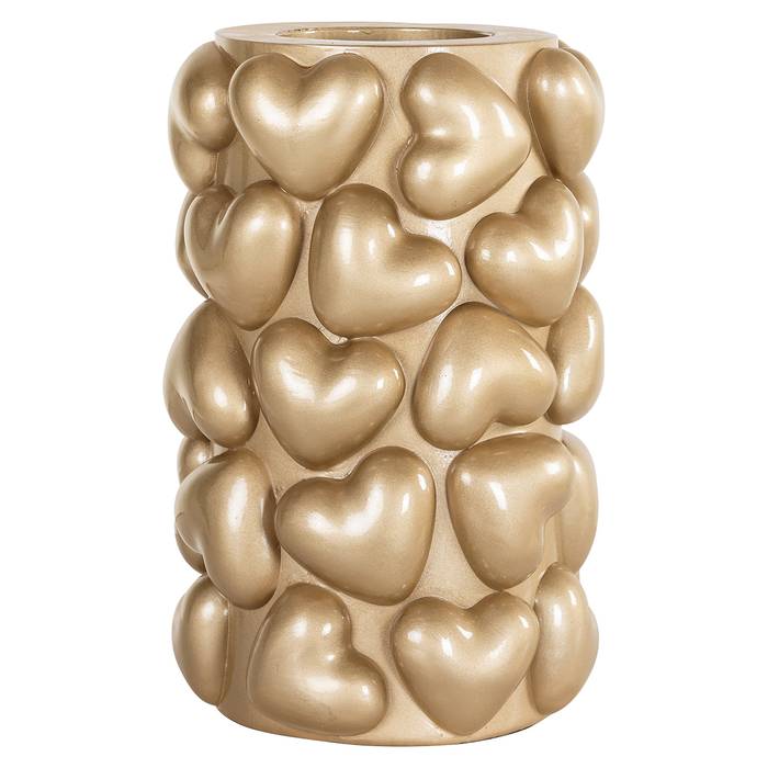 Der Kerzenhalter Anne Herzen groß (Gold) hat ein elegantes Design mit mehreren herzförmigen Ornamenten.
