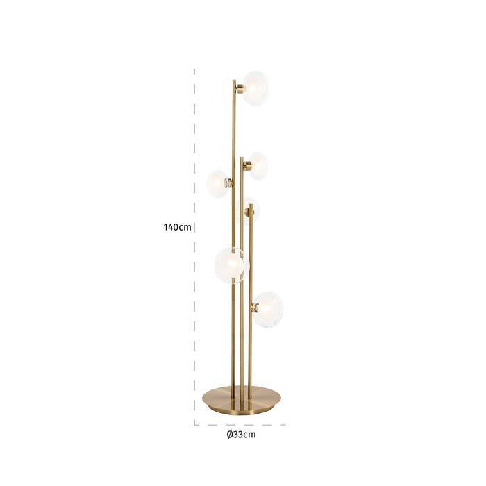  Stehleuchte Luva in Brushed Gold aus Eisen und Glas, mit elegantem Messing-Finish